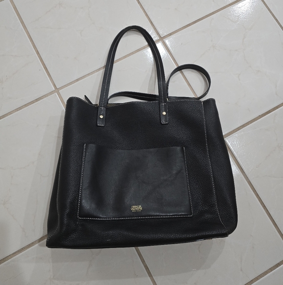 Frances Valentine Handbags - Francis Valentine Black Leather Tote Carryall Travel Minimalist With Pouch